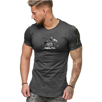 Miris bruņinieks 2020. gada vasaras gadījuma T-krekls vīriešu modes rāvējslēdzēju apaļu apkakli un piedurknēm hip-hop T-krekls top vīriešu T-krekls izmērs S-5XL