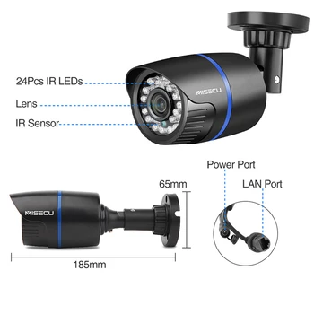 MISECU 1080P POE IP Kamera 2MP HD Drošības Kameras Audio Ieraksts, Kustības detektors IS Samazināt CCTV Video Novērošanas Atbalsta Onvif P2P