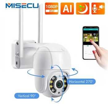 MISECU 1080P Wifi AI Kameras Āra 2MP Home Security, IP PTZ Kameras Bezvadu Dome Krāsu Kamera Nakts Redzamības 2-Way Audio Ieraksts