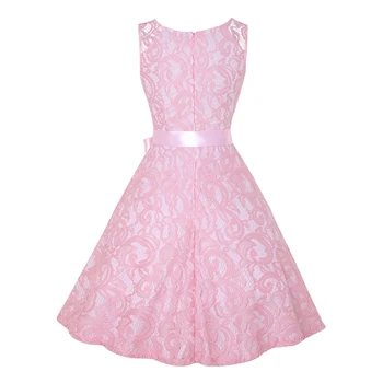 MISSJOY Tamborēšanas Ziedu Mežģīnes vintage kleitu elegants modes sieviešu apģērbu bez piedurknēm, O-veida Kakla augsto vidukli ar Jostu plus izmērs 3XL-4XL