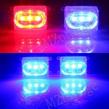 MIZIAUTO 2x3 LED policijas gaismas DRL Motociklu Strobe Bremžu Dienas Gaisma 12V 6W Auto strobe flash policijas brīdinājums ar gaismas kontrolē
