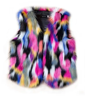 MJ-6 Jauno Modes Ziemas Apģērbu Multicolor Imitācija Fox Kažokādas Veste Sieviešu Veste