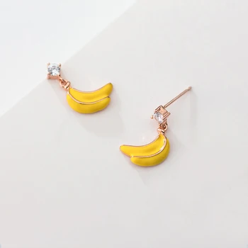 MloveAcc Cietie 925 Sterling Sudraba Modes Gudrs Augļu Elements Banānu Formas auskariem Rotaslietas Modes Sieviešu Meitene