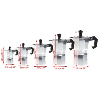 Mocha Latte Kafijas automāts itālijas Moka Espresso Kāstuve Pot Stovetop Kafijas Maker50/100/150/300/450/600ml Mājas Biroja Virtuves