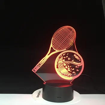 Modelēšana 3D LED Tenisa Nakts Gaisma 7 Krāsas Maiņa USB Galda Lampa, Tenisa Faniem Mājas Dekoru Miega Luminaria Gaismas Dāvanas 4303