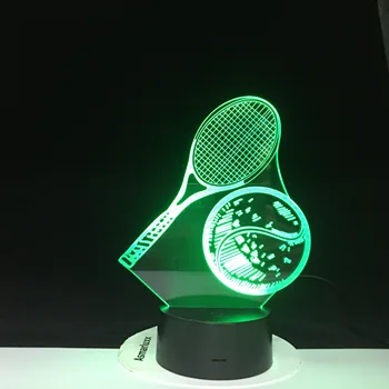 Modelēšana 3D LED Tenisa Nakts Gaisma 7 Krāsas Maiņa USB Galda Lampa, Tenisa Faniem Mājas Dekoru Miega Luminaria Gaismas Dāvanas 4303