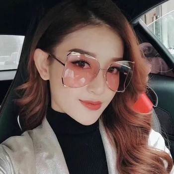 Moderns Korejas Lielgabarīta Saulesbrilles Sieviešu 2019 Luksusa Zīmolu Kvadrātveida Saules Brilles Pērle Apdare, Kaķu Acu Toņos Tauriņš Brilles