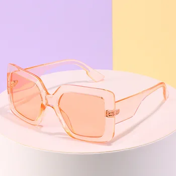 Moderns Skaidrs, Rozā Lielgabarīta Saulesbrilles Sieviešu 2020 Jaunu Luksusa Zīmolu Liels Rāmis Kvadrātveida Saules Brilles Atdzist Slīpums Toņos sievietēm
