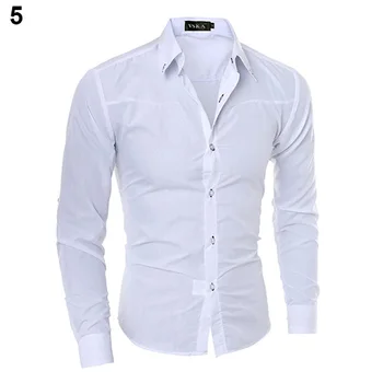 Moderns Vīriešu Luksusa Biznesa Stila Slim Fit ar garām Piedurknēm Gadījuma Kleita Krekls korejas auduma tumšs graudu rhombic vīriešu cietā krekls