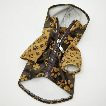 Moderns Zīmola Mājdzīvnieku Apģērbu Teddy Pūdelis Jaka Sunim Ķepa Drukāt Mazo Suņu Apģērbu Franču Buldogs Modes Pelēkā Vārna
