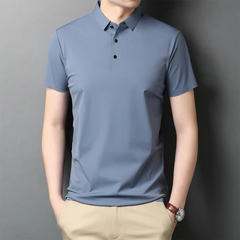 Modes 2021. gada vasaras Topi Lakrosa Vīriešu atloks tīrtoņa krāsu īsām piedurknēm T krekls jke576