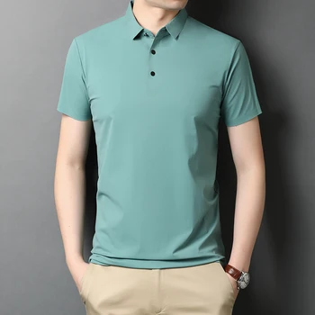 Modes 2021. gada vasaras Topi Lakrosa Vīriešu atloks tīrtoņa krāsu īsām piedurknēm T krekls jke576
