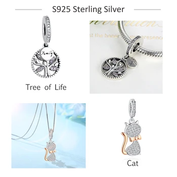 Modes 925 Sterling Silver Tree of Life Krelles & Dream catcher Piekariņi fit Pandora Piekariņi Rokassprādzes Sievietēm DIY Rotaslietu izgatavošana