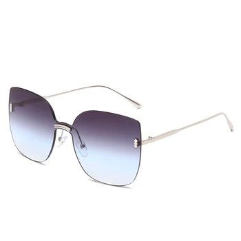 Modes bez apmales Saulesbrilles Sieviešu Lielgabarīta Metāla Saulesbrilles Luksusa Cat Eye Saulesbrilles, Brilles UV400 Toņos gafas de sol