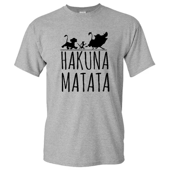 Modes Cartoon Movie Lion King T-Krekls Hakuna Matata Vīrieši Sievietes Ikdienas O-Veida Kakla Streetwear Tshirt Augstas Kvalitātes Kokvilnas T Krekls Topi