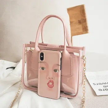 Modes caurspīdīgu dāmu pleca soma, ir 2021. korejiešu versija, jauns želejas attēlu soma, PU mini somas messenger bag