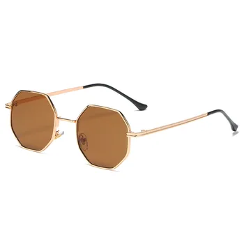 Modes Daudzstūris Saulesbrilles Vīriešiem Vintage Astoņstūra Metāla Saulesbrilles Sieviešu Luksusa Zīmolu Ieplests, Saules Brilles Dāmas Gafas De Sol