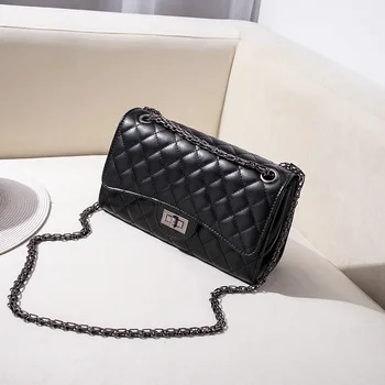 Modes dimanta režģa ķēdes Somas nelielu smaržas stila dāmas pleca soma messenger soma sieviešu soma maza melna soma