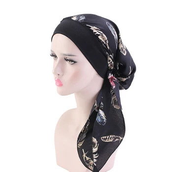 Modes drukāt puķes sievietes iekšējo hijabs klp musulmaņu galvas lakatu turban sunīti ready-to-wear Islāma dāmu wrap ar hijab vāciņi