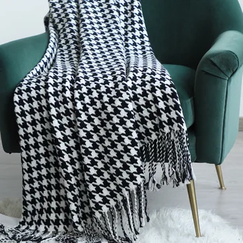 Modes Houndstooth Segu Mūsdienu Mīksts Apģērbs Dekoratīvs Dīvāns Gulta Asti Krēslu Vāciņu, Sega, Pleds Svērto Sega Gultas