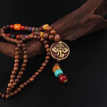Modes izvairītos no zelta Ēģipte zilonis etniskā kaklarota,akmeņus, plāksnes Nepāla rotaslietas,roku darbs sandalwoods vintage Indija kaklarota