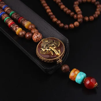 Modes izvairītos no zelta Ēģipte zilonis etniskā kaklarota,akmeņus, plāksnes Nepāla rotaslietas,roku darbs sandalwoods vintage Indija kaklarota