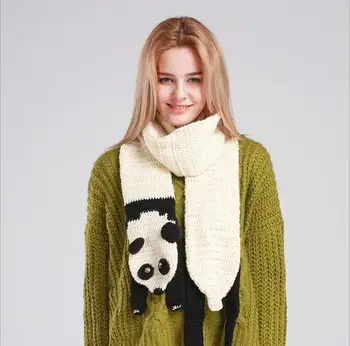 Modes Jaunu Sievieti Rokasgrāmata Adītas Vilnas Šalle Fox Krokodils, Kaķis Panda Gudrs Dzīvnieks Modelis Sieviešu Modes Ziemā Silts Ilgi, Šalles