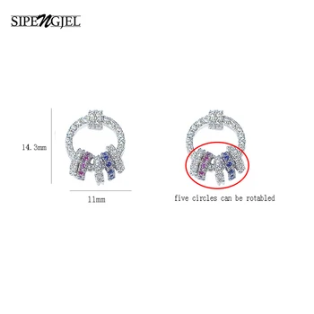 Modes Kubikmetru Zircon apli apaļas auskariem krāsains Ģeometriskā mazas, apaļas Earings Sieviešu Rotaslietas 2020