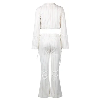 Modes Kyliejenner Bikses Kopa Izlīdzināšanu Ar Garām Piedurknēm 3 Gabals Svītrainām Atloks, Žakete Stilīgs Vestidos Sexy Kultūraugu Top Garu Kāju Bikses Uzvalki