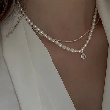 Modes Kāzu Svinības Pērle Dubultā Slāņu Sānslīdi Kaklasaite Kaklarota Sievietēm Ir 2021. Jaunas Rotaslietas Elegants Collares Dāvanas