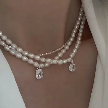 Modes Kāzu Svinības Pērle Dubultā Slāņu Sānslīdi Kaklasaite Kaklarota Sievietēm Ir 2021. Jaunas Rotaslietas Elegants Collares Dāvanas