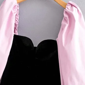 Modes Laternu piedurknēm, Sieviešu Topi, Samts, Kokvilnas Lupatu Dāmas Caurule top 2020. gada Vasaras Sexy Pie pleca Dāmu Blūze INKEO 9T098