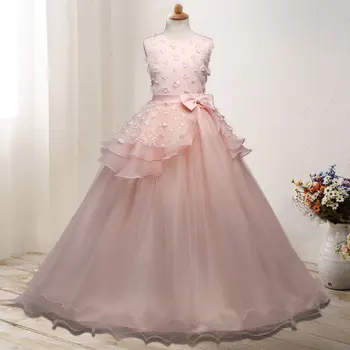 Modes Meitenēm Maxi white princess Puse kleita Bērni bowknot Šifona fuffy kleita Kāzu kleitu Bezmaksas Piegāde DR157