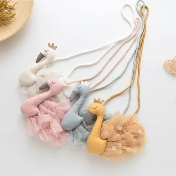 Modes Meitenēm Plīša Mugursomas Bērniem Monēta Maku Maku Bērniem Meitene Somā Mazulis Pleca Soma 3D Gulbis Baby Nelielu Mežģīņu Dāvanu Maisiņi