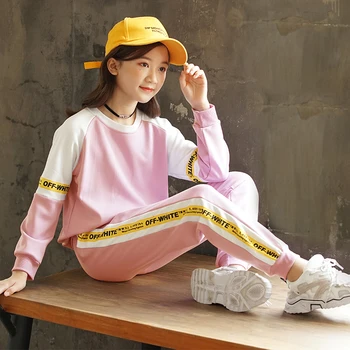 Modes Meiteņu Drēbes, Uzstādīt Teen Meitenēm Tracksuit Pavasara 2020. Gada Rudenī ar garām Piedurknēm 2gab Bērnu Kostīmi Maza Meitene Komplekti 8 10 12 gadiem