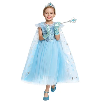 Modes Princese Saģērbt Saldēti 2 Bērnu Meitene Drēbes Bērniem Halloween Puse Cosplay Kostīms Bērniem Elza Anna Kleita Vestidos Infantil