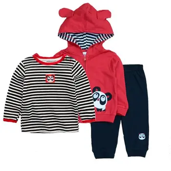 Modes Puiku Apģērbu Komplekti Toddler Zēnu Kokvilnas garās piedurknes bodysuits +bikses+ mētelis Sporta Tērps Tracksuit Komplekts Zīdaiņu Apģērbs