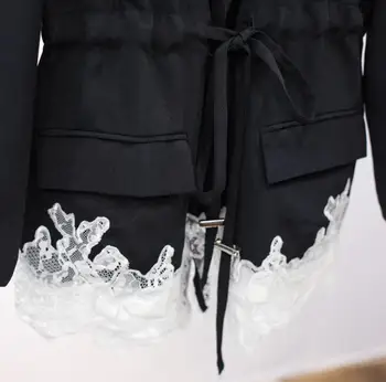 Modes Retro Gothic Mežģīņu Jaka Uzvalks Jaka ar garām Piedurknēm Gadījuma garām Piedurknēm, Sieviešu Žakete žakete