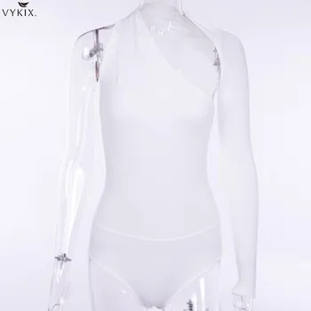 Modes Sievietes Sexy Bodysuit Vasaras Asimetrisko Bodycon Balts Melns Ciets Dāmas Viena Pleca, Bodysuits Ķermeņa Top Tērps Para Catsuit