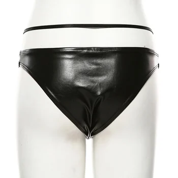 Modes Sievietes Sexy Slapjš Izskatās, Mākslīgās Ādas PVC Vinila Spīdīgu Rāvējslēdzēju Lenta Caurules Augšas Pārsējs Kultūru Tvertnes Augšpusē Karstā