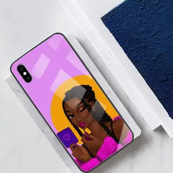 Modes Skaistu Sexy Āfrikas Girly Telefonu Gadījumā Stikla Dizainers Ipohne 12 7 8 PLUS 6s 11 Pro Max XR Atpakaļ uz Lietu