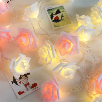 Modes Svētku Apgaismojums 20/30LED Rose Puķu String Gaismas Pasaku Kāzu svinības, Ziemassvētku Rotājumi Dekoratīvās Galda Gaismas