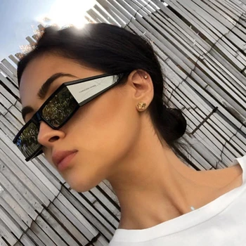 Modes Taisnstūra Mazo Saulesbrilles Sieviešu 2020. Gadam Luksusa Zīmolu Spogulis Sudraba Melna Skaidrs, Lēca no Viena Gabala Punk Vīriešiem Gafas Toņos UV400