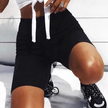 Modes Vasaras Dāmas Vienkrāsainu Melnu Augsta Vidukļa Stiept Harajuku Sporta Push Up Slim Gadījuma Sieviešu Bikses Streetwear Apģērbi