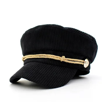 Modes Velveta Militārā Cepure Rudens Ziemas Vintage Berete Klp Sievietēm gadījuma streetwear virves flat Top cap sieviešu casquette
