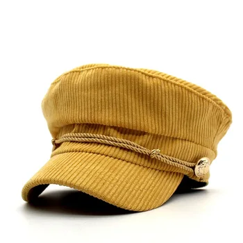 Modes Velveta Militārā Cepure Rudens Ziemas Vintage Berete Klp Sievietēm gadījuma streetwear virves flat Top cap sieviešu casquette