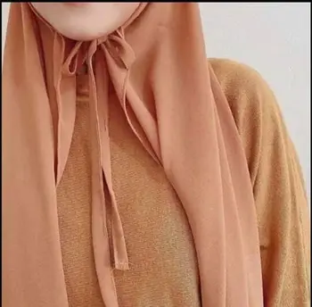 Modes Vienkāršā Burbulis Šifona Ar Virvi ērts Sieviešu Hijab Wrap tīrtoņa Krāsu Musulmaņu Hijabs Šalle Turbanet Lakatu