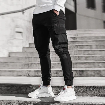 Modes Vīrieši Lielas Kabatas Kravas Bikses Ir 2021. Pavasara Jaunu Gadījuma Izdilis Zīmuli Bikses Vasaras Vīriešu Harajuku Jogger Bikses Streetwear