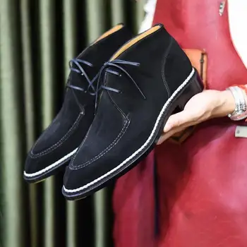 Modes Vīriešu Zamšādas Ādas Kurpes ar Augstu Kvalitāti Retro tīrtoņa Krāsu Slip-on Vīriešu Zābaki Gadījuma Modes Zapatos De Hombre HA884