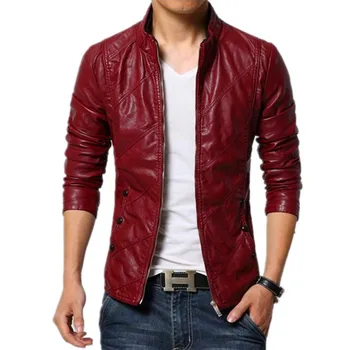Modes vīriešu ādas jaka, Pavasaris, rudens plus lieluma Gadījuma PU mens mētelis tīrtoņa krāsu Motociklu jaka Jaunu Vīriešu slim virsdrēbes 6XL